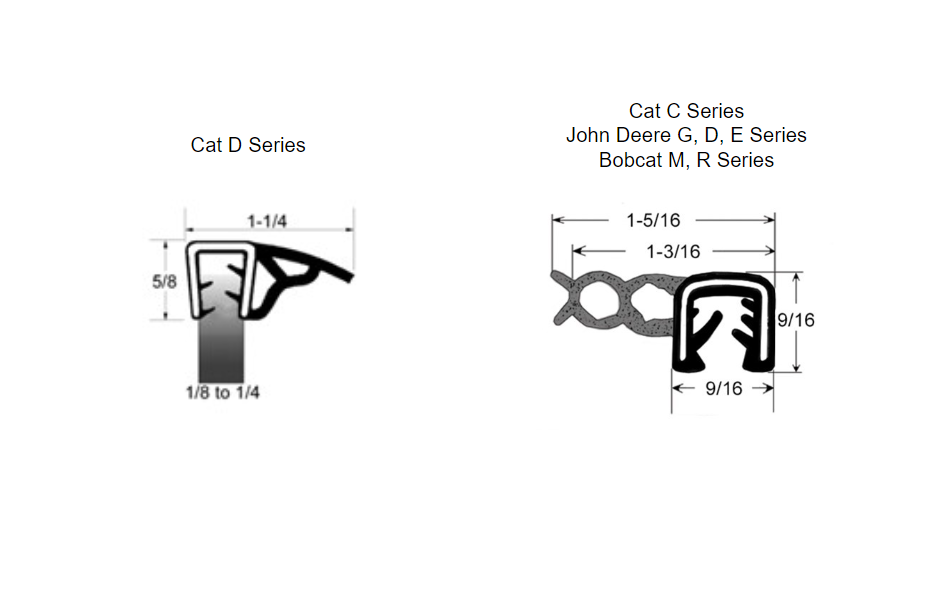 Skid steer door seals for Bobcat, Cat, and John Deere