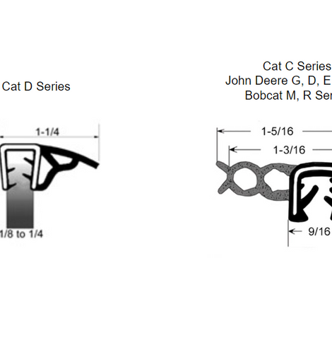 Skid steer door seals for Bobcat, Cat, and John Deere